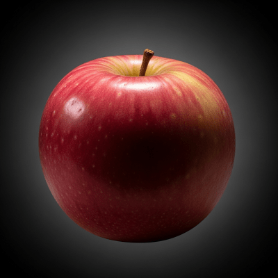 Editorial-style image of a single Pink Lady from the taxonomy apples, dramatically lit against a dark gradient background to highlight color and texture.