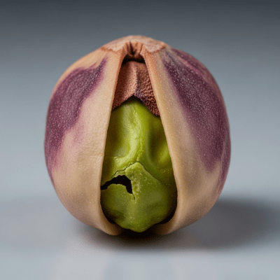 Macro close-up image showing the interior cross-section of a Pistachio (nuts)