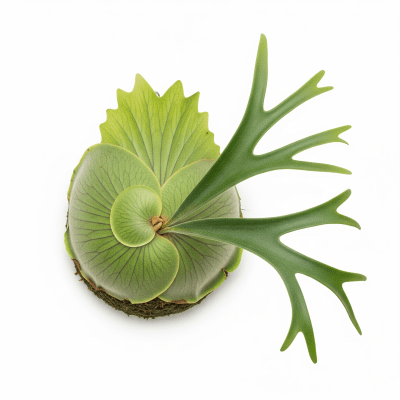 High quality, studio-style photograph of a single Platycerium bifurcatum