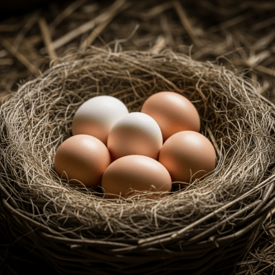 Image depicting eggs laid by a Polish, contextualized within the chicken taxonomy