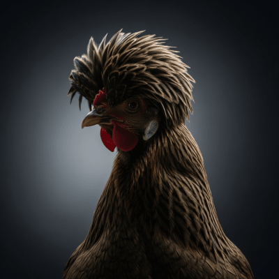 Editorial-style portrait of a Polish from the chicken taxonomy.