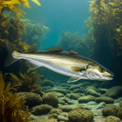 Underwater scene featuring a single Pollock