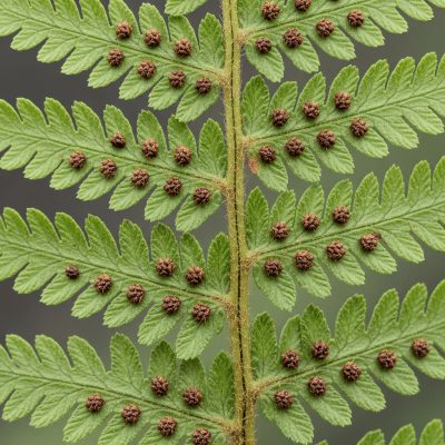 Detailed macro image of the fronds and leaflets of a Polypodiaceae (family), focusing on texture, venation, and sori (spore cases) if visible