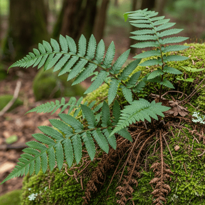 Image depicting a Polypodium vulgare as traditionally used by humans, such as in ornamental garden settings, floral arrangements, or as part of indigenous cultural practices