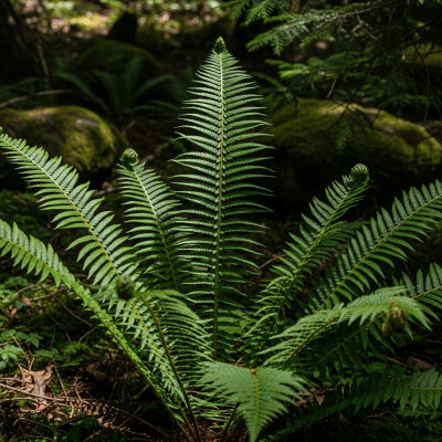 Image depicting a Polystichum munitum as traditionally used by humans, such as in ornamental garden settings, floral arrangements, or as part of indigenous cultural practices