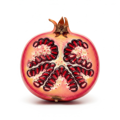 High quality studio photograph of a single Pomegranate from the fruits taxonomy