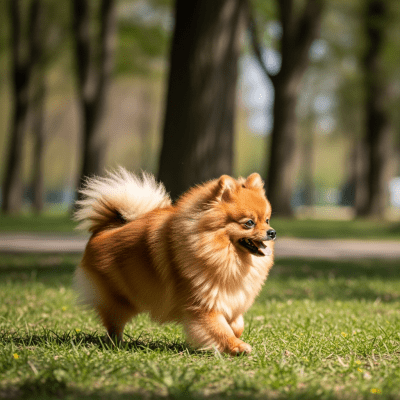 Naturalistic outdoor image of a Pomeranian