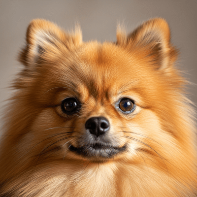 Close-up photograph of the face of a Pomeranian