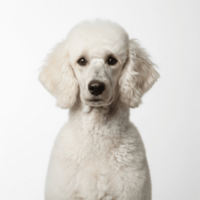 High quality studio photograph of a single Poodle