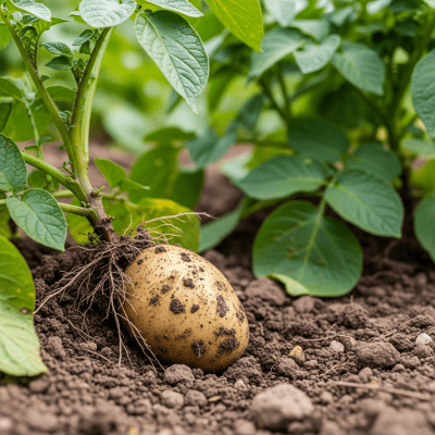 Naturalistic image of a Potato in its typical growing environment, as found in nature or a cultivated garden