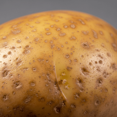 Close-up macro photograph of surface details and textures of a single Potato