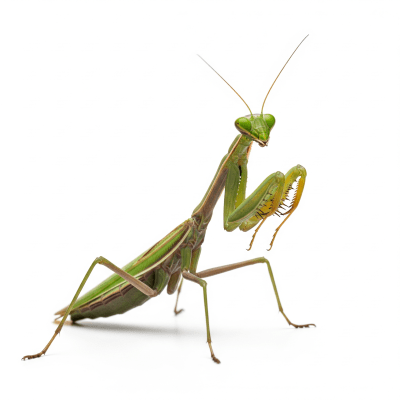 High quality studio photograph of a single Praying Mantis, belonging to the taxonomy insects