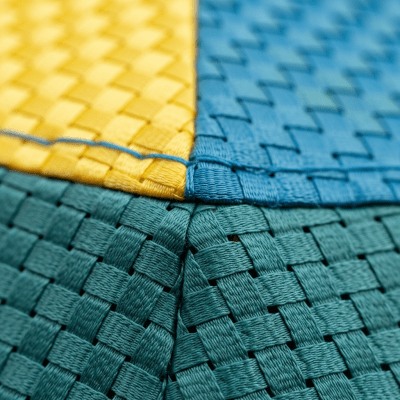 A close-up macro photograph focusing on the texture and pattern of the canopy fabric of a Promotional Umbrella (umbrellas)