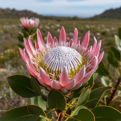Photograph of a Protea (flowers) in its natural environment