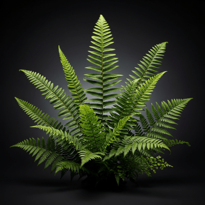 Editorial-style image of a Pteridaceae (family), of the taxonomy ferns, arranged heroically with dramatic lighting and shallow depth of field to emphasize its form and beauty.
