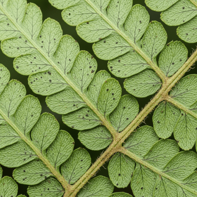 Detailed macro image of the fronds and leaflets of a Pteridaceae (family), focusing on texture, venation, and sori (spore cases) if visible