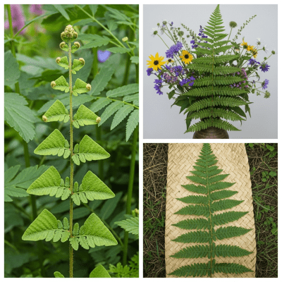 Image depicting a Pteridium aquilinum as traditionally used by humans, such as in ornamental garden settings, floral arrangements, or as part of indigenous cultural practices