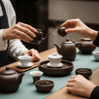 Image showing Pu-erh Tea prepared and served in its typical cultural context