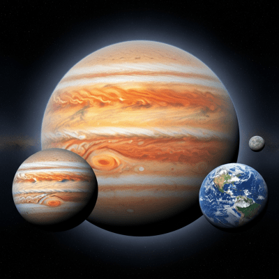 Illustration of a Puffy planet (planets) as it might appear in an educational context, with canonical example planets shown nearby for reference