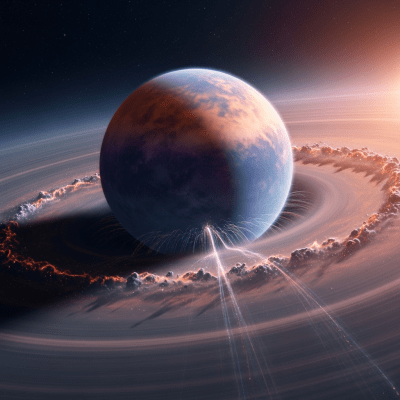 Realistic rendering of a Puffy planet, shown in a simulated planetary formation environment