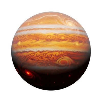 High quality studio photograph of a single Puffy planet