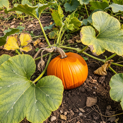 Naturalistic image of a Pumpkin in its typical growing environment, as found in nature or a cultivated garden
