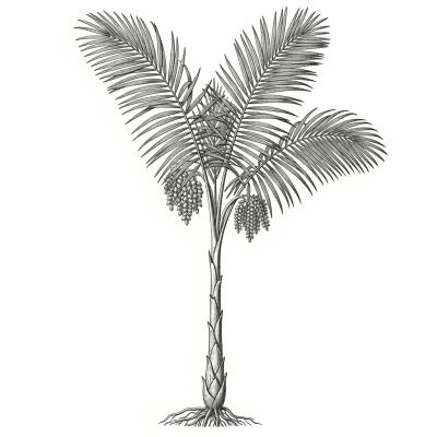 Botanical illustration of a whole Pygmy Date Palm