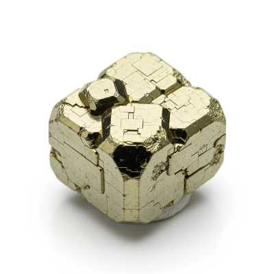 High resolution studio photograph of a single specimen of Pyrite