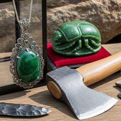 Depiction of Pyroxene, as it is used or valued in human culture