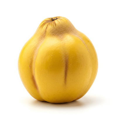High quality studio photograph of a single Quince from the fruits taxonomy