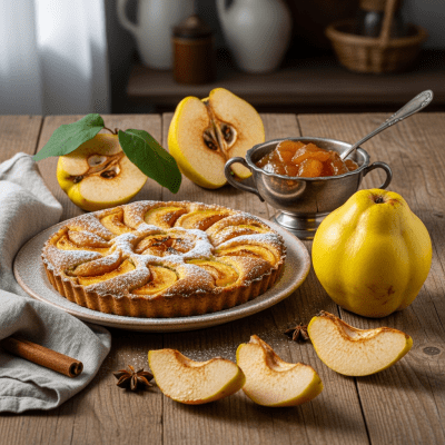 Image of the Quince, part of the fruits taxonomy, prepared or used in a typical culinary context