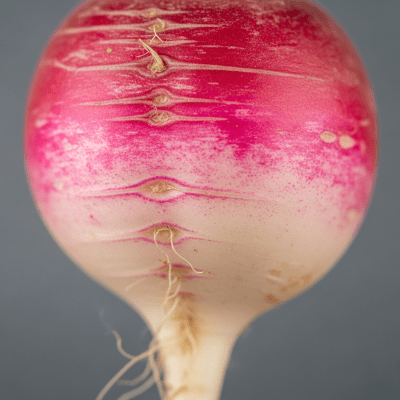 Close-up macro photograph of surface details and textures of a single Radish