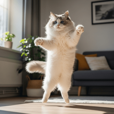 Action shot of a Ragdoll