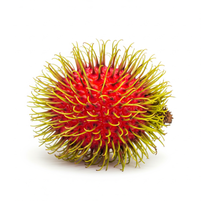 High quality studio photograph of a single Rambutan from the fruits taxonomy