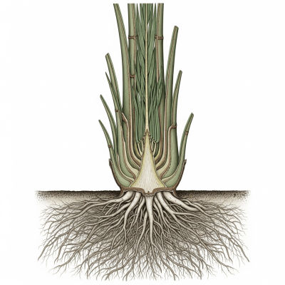 Cross-sectional scientific illustration of a Rattan Palm