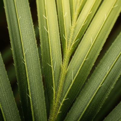 Close-up macro image of the leaf or fruit of a Rattan Palm