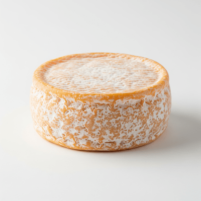 High quality studio photograph of a single Reblochon