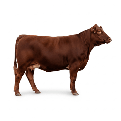 High quality studio photograph of a Red Angus