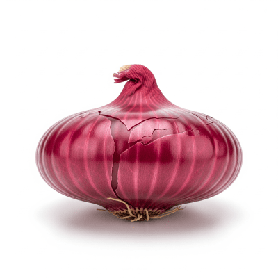 High quality photograph of a single Red Creole onion