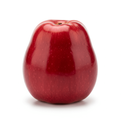 High quality studio photograph of a single Red Delicious