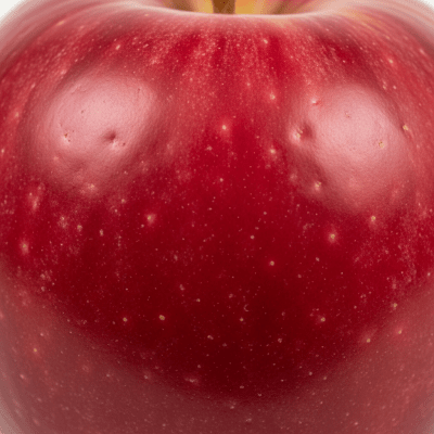 A detailed macro shot focusing on the skin texture and color variation of a Red Delicious