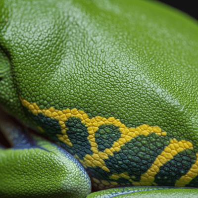 Macro close-up image of the skin texture or distinctive features of a single Red-eyed Tree Frog, belonging to the taxonomy amphibians