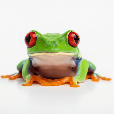 High quality, studio-style photograph of a single Red-eyed Tree Frog