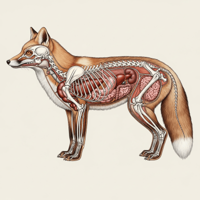 Detailed anatomical illustration of a Red Fox