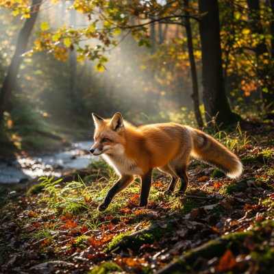 Photograph of a Red Fox, part of the taxonomy canines, in its typical natural environment