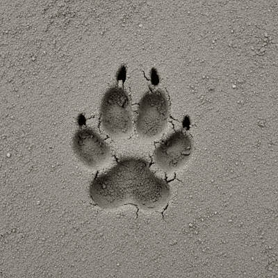 Image depicting tracks or footprints left by a Red Fox, belonging to the taxonomy canines
