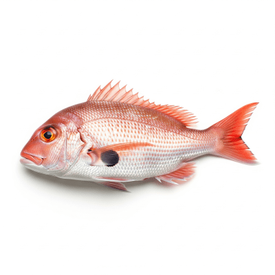 High-resolution studio photograph of a single Red Snapper, belonging to the taxonomy fish