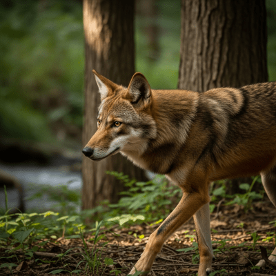 Photograph of a Red Wolf, part of the taxonomy canines, in its typical natural environment