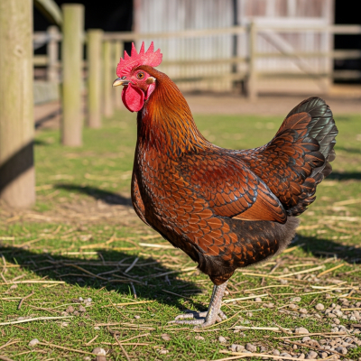 Naturalistic image of a Redcap belonging to the chicken taxonomy in its typical outdoor environment