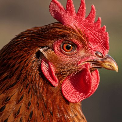 Close-up macro photograph highlighting the feather texture and coloration of a Redcap from the chicken taxonomy